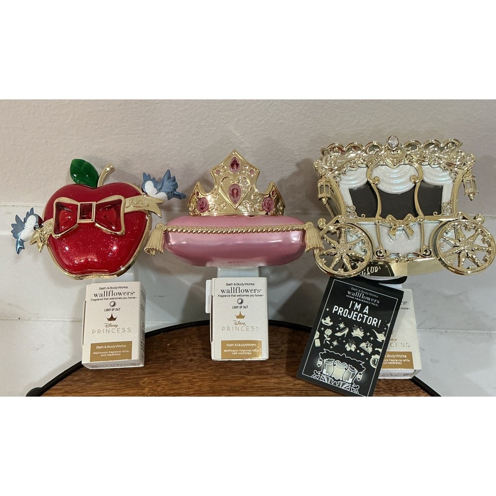 Bath & Body Works Disney Princess Wallflower Plug in Lot of 3 Carriage Crown App